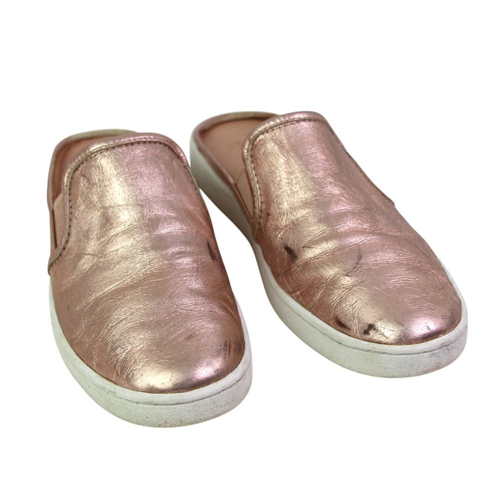 UGG ANTIQUE GOLD GENUINE LEATHER FLAT ROUND TOE SANDALS MULES SHOES Sz 8US/39EU